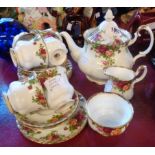A Royal Albert Old Country Roses part six place tea set including cups, saucers and plates