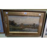 Albert Stevens: a gilt framed and slipped watercolour, depicting a view of Cowdray Park, Midhurst,