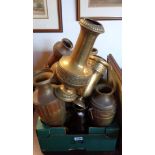 Assorted brass and other vases, etc.