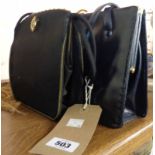 A black leather Ackery handbag - sold with an evening bag