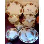 A quantity of Royal Albert Old Country Roses teaware including plates, bowls and coasters