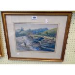 C. Marr: a gilt framed watercolour entitled verso "Creek - Nr Whitby" - signed