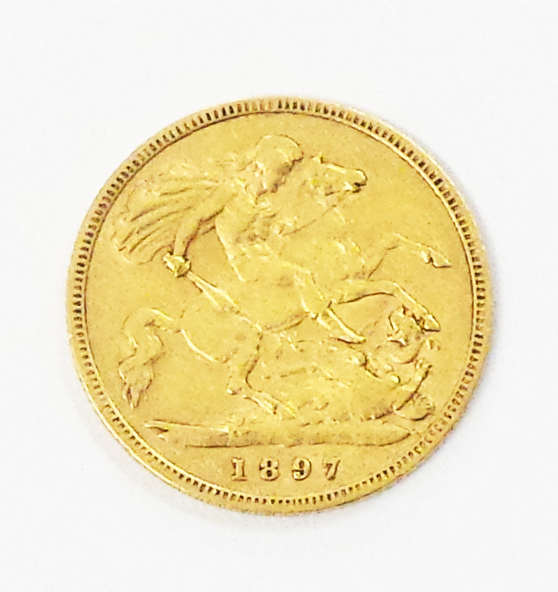 An 1897 gold half Sovereign, old head, London