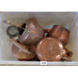 A box containing a quantity of copper kettles, etc.