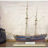 A restored display model of a French Naval sloop as the bomb vessel 'HMS Racehorse'