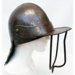 A Cromwellian lobster-tailed pot helmet - missing ear flaps