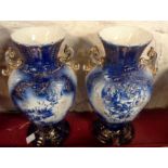 A pair of vintage blue vases