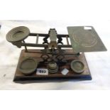 A set of Victorian postal scales and weights