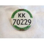 A vintage Public Service Vehicle Conductor's badge KK 70229