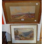 Douglas H. Pinder: a gilt framed and slipped gouache depicting a view of Pixies Cross, Dartmoor -