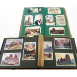 Two albums containing collections of early 20th Century and later postcards including greetings,