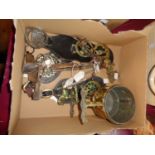 A quantity of horse brasses - sold with a nutcracker, wick trimmers, sconce, two corkscrews, etc.