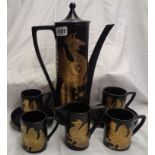 A 1960`s Portmeirion Phoenix pattern part coffee set by John Cutley