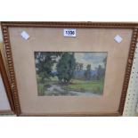 C. J. Kelsy: a gilt framed oil painting under glass of a river landscape entitled to the reverse "