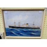 H. Crane: a framed gouache, depicting the SS Baltrover at sea - signed, inscribed and dated 1951