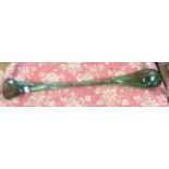 A vintage hand blown green glass yard of ale