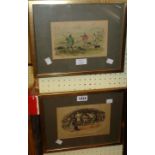 Two gilt framed R. M. Alexander sporting book plate prints one depicting a boxing match, the other a