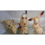Three SylvaC animals comprising two dogs and a rabbit