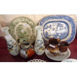 A quantity of assorted china including Masons chinoiserie hydra jug, Spode Fox and Lion fable plate,