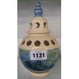 A Boscastle pottery potpourri jar and cover with mocha decoration by Roger Little