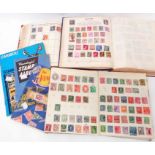 Various schoolboy albums with sparse world stamp contents, one including Victorian Empire examples -