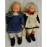 Two vintage Burbank dolls - sold with another smaller doll