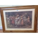 A stained pine framed Victorian coloured print after G. Sheridan Knowles entitled "Oranges and