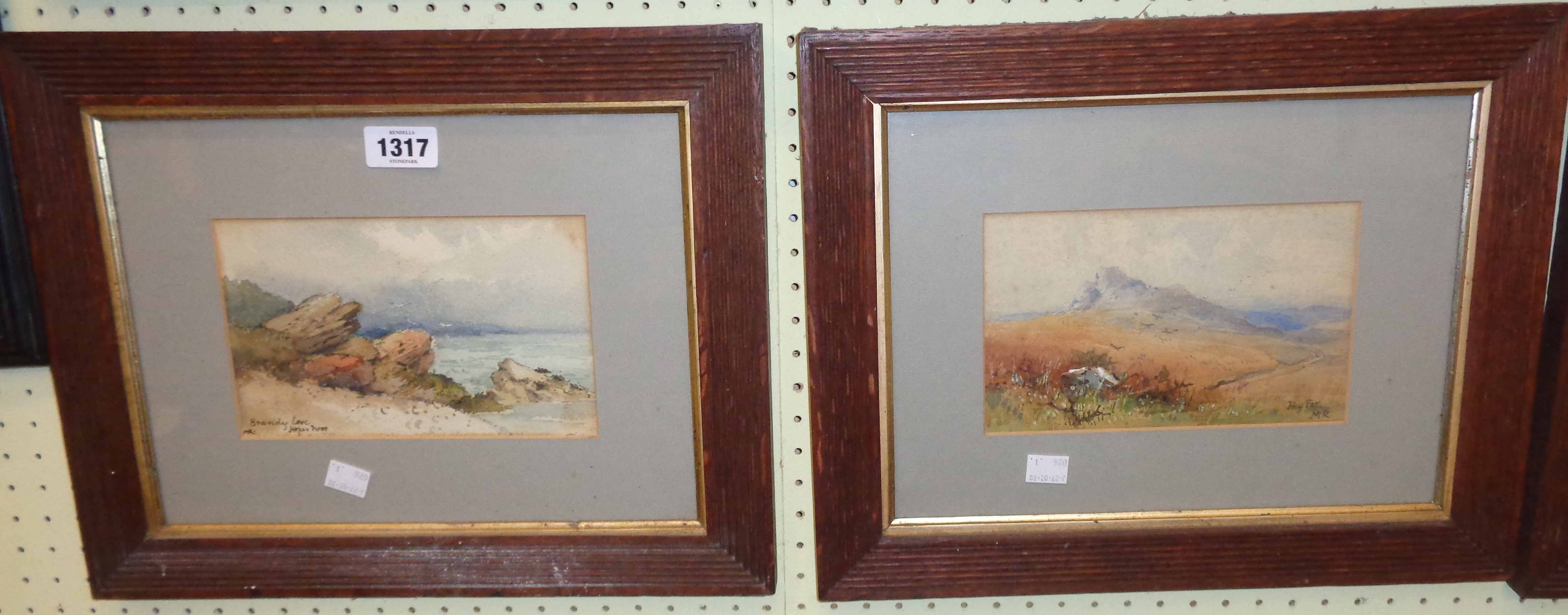 M. R.: a set of four ribbed stained wood framed watercolours all depicting local views including