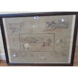 A Snaffles ebonised framed early 20th Century coloured print with central image entitled "The