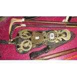 Two antler handled riding crops - sold with a leather martingale with Lavers of Moretonhampstead and