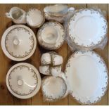 A Royal Doulton Linwood pattern part dinner and tea service including plates, bowls, cups,