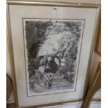 Jennifer Brereton: a large gilt framed limited edition monochrome print entitled "Hafod Lane" with