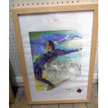 A framed limited edition coloured print, indistinctly signed and numbered 4/20 with wax seal bearing