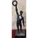A bronzed spelter Olympian figure on plinth base