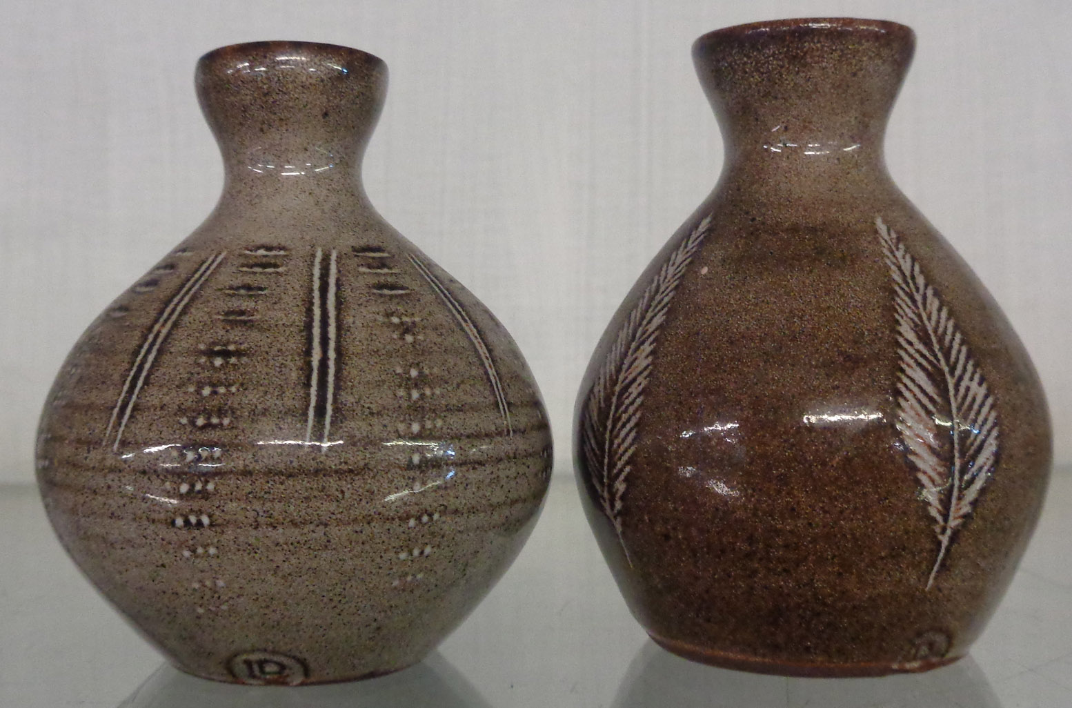 Two David Leach miniature tin glazed earthen ware vases