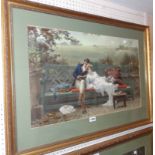 A pair of later gilt framed and slipped Victorian romantic genre coloured prints