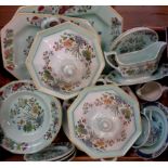 A quantity of Adams Calyx ware Ming Jade part dinner service