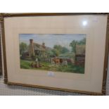 Two similarly gilt framed 19th Century chromolithographs, one after J. L. Rowbotham depicting