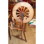 An old oak spinning wheel