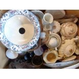 Two boxes containing a quantity of assorted ceramics including Denby jelly mould, etc.