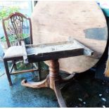 A table - for restoration - sold with an antique oak framed standard chair - a/f