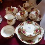 A Royal Albert Old Country Roses six place tea set