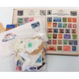 A 20th Century school boy stamp album and other stamps on paper - also some pre-decimal mint