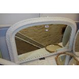 A 36" dome topped overmantel mirror with later white painted finish