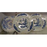 Two 18th Century Chinese blue and white plates and another - various condition