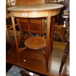 A 24" diameter Edwardian inlaid mahogany two tier occasional table - sun bleaching and staining