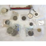 Antique and later coinage including Spade gaming token, 1907 Florin, etc.
