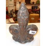 A Gothic church fleur-de-lys pattern pew finial