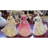 Three Royal Doulton ladies comprising Classics Fleur, Spring Morning and Margaret (a/f)