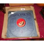 Three Enrico Caruso HMV mustard label 78rpm records and a red label similar